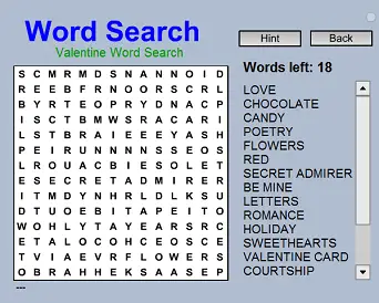 exercise maker english Brain Search Word Free  Valentine Game